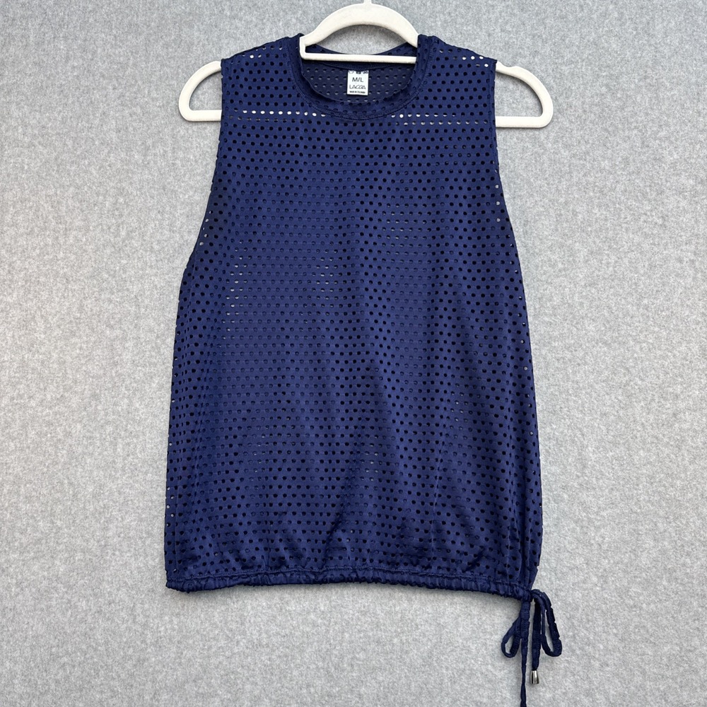 Lacoa Women's Sz Medium/Large Perforated Blue Top Active Wear Pickleball/Tennis